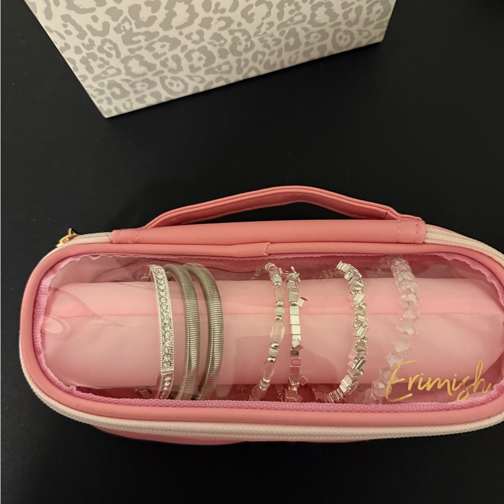 Erimish Silver and Pink Bracelet Set